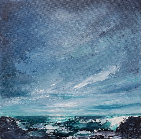 Stormy moonlit seascape, Seascape art, abstract seascape, scotland art