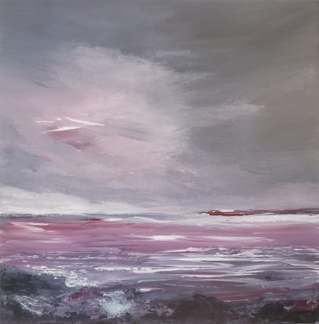 Abstract art, seascape, pink painting, abstract seascape, scotland